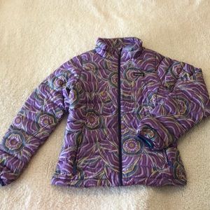 Patagonia Teal and Purple Puffy Coat